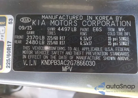 2016 Kia Sportage Lx from USA, damaged, VIN KNDPB3AC2G7866030